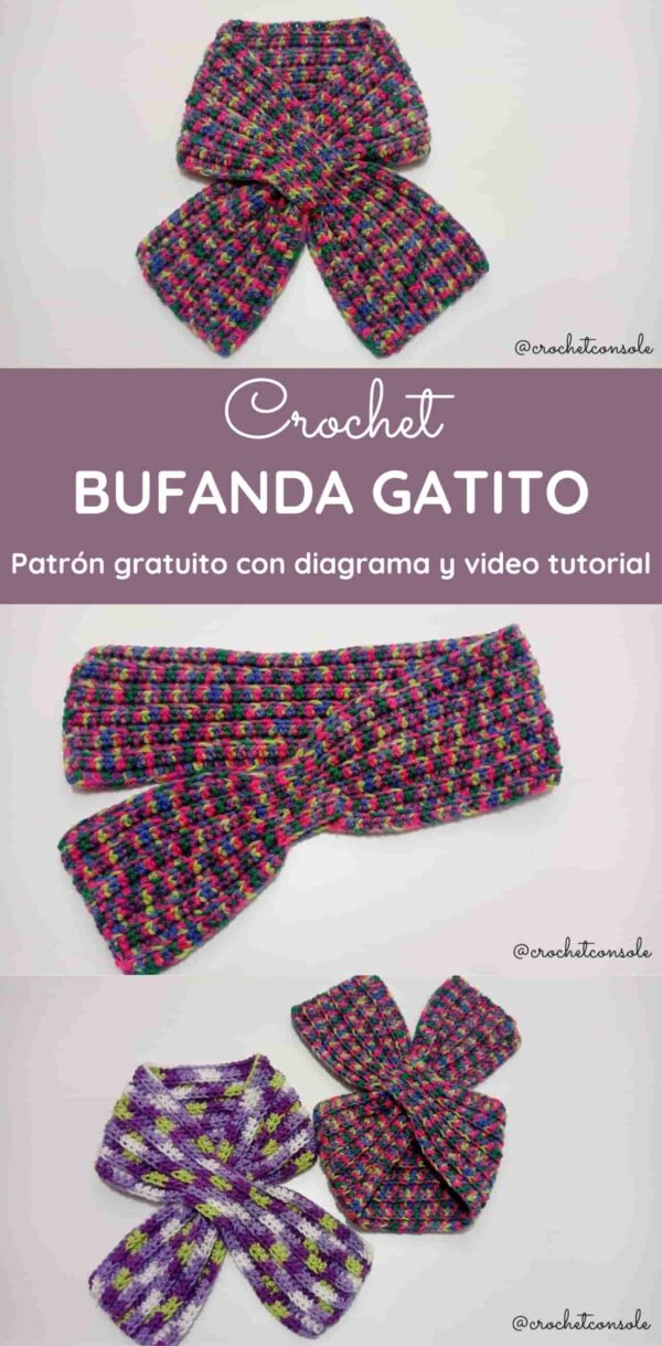 Bufanda Gatito Tejida A Crochet Crochet Con Sole