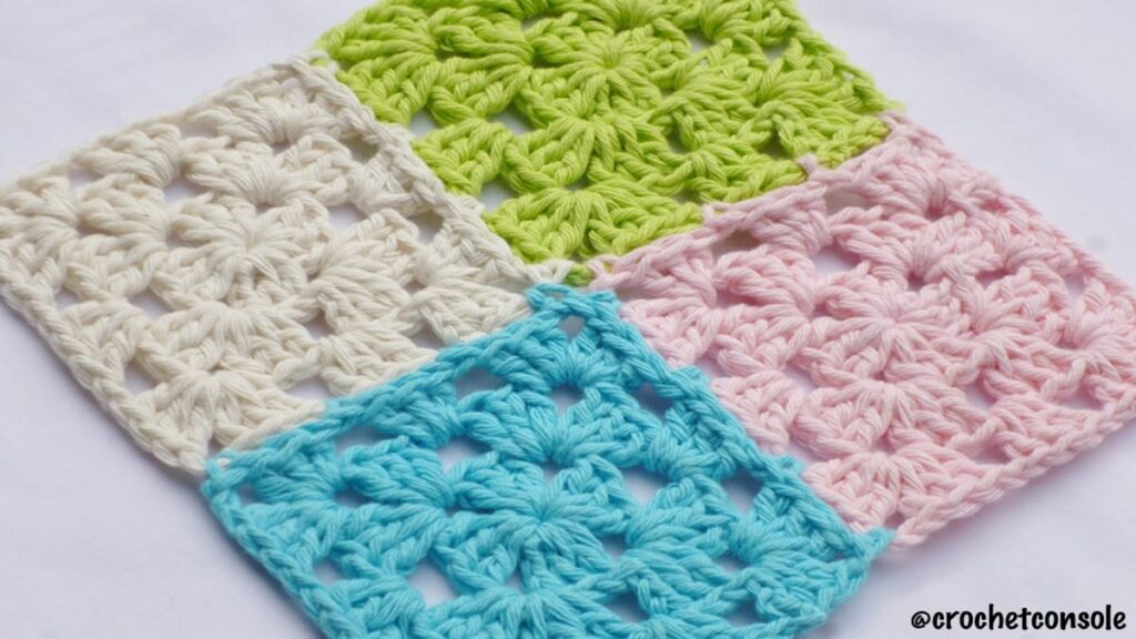 Union cuadrados granny con medio punto-Crochet con Sol