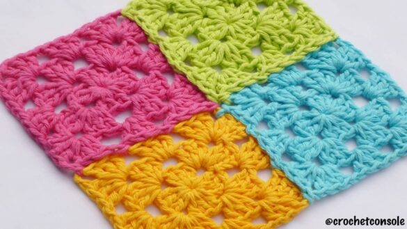 Union cuadrados granny con punto enano-Crochet con Sole