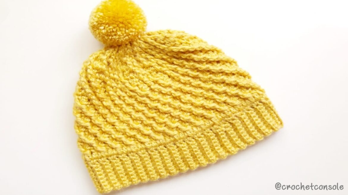 Gorro a crochet con relieve diagonal-Crochet con Sole