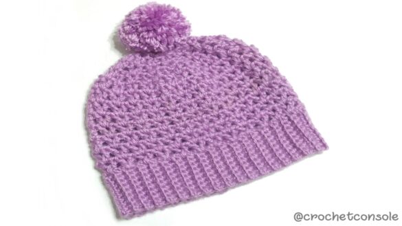 Gorro a crochet en punto v de varetas-Crochet con Sole