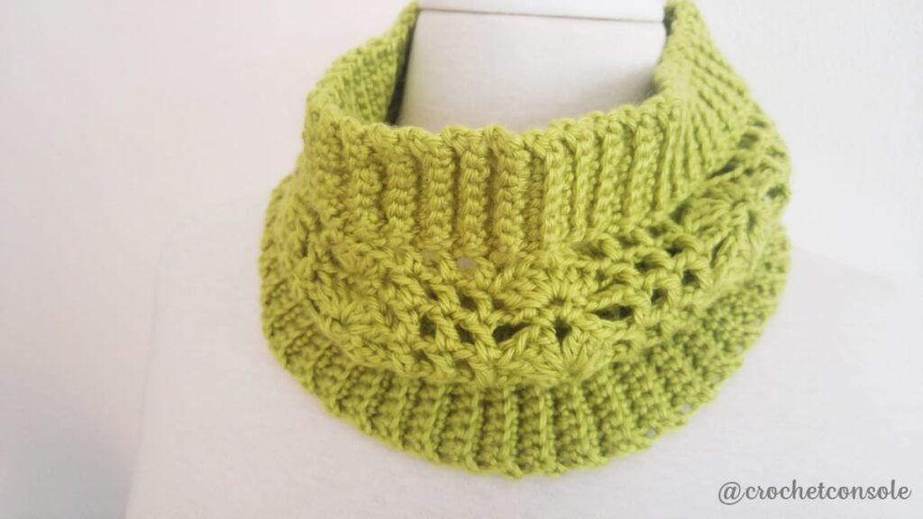 Cuello con elastico de medio puntos a crochet-Crochet con Sole