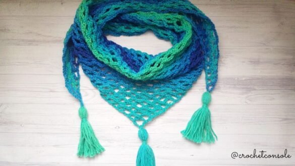 Chal a crochet en punto red (version sin bordes)-Crochet con Sole