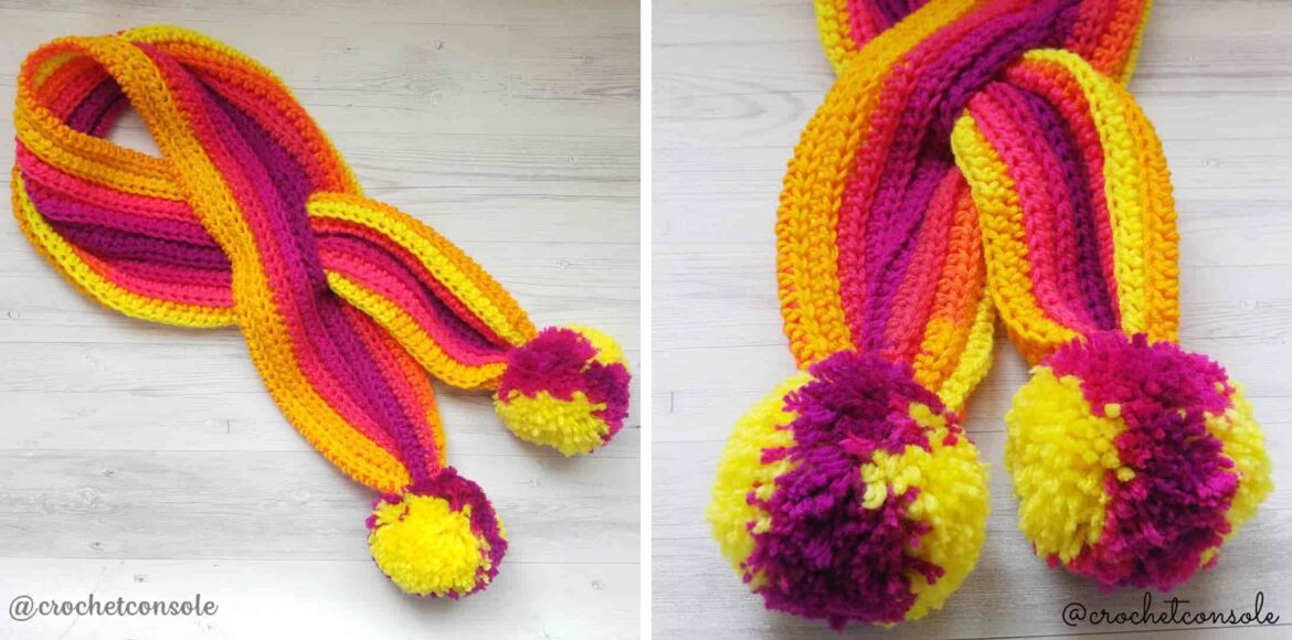 Bufanda con ojal a crochet-Crochet con Sole