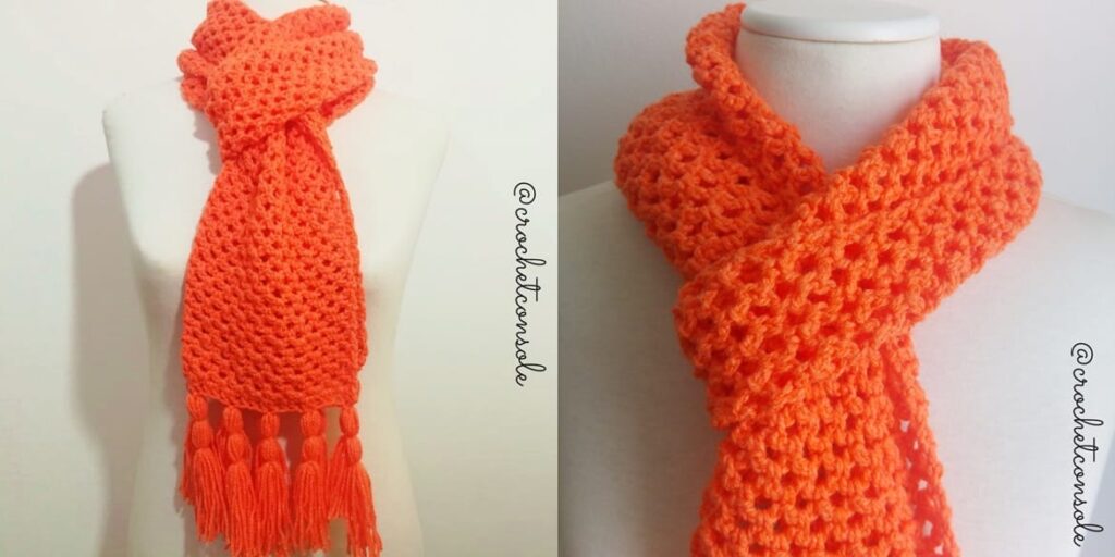 Bufanda fácil a crochet en punto red - Crochet Sole