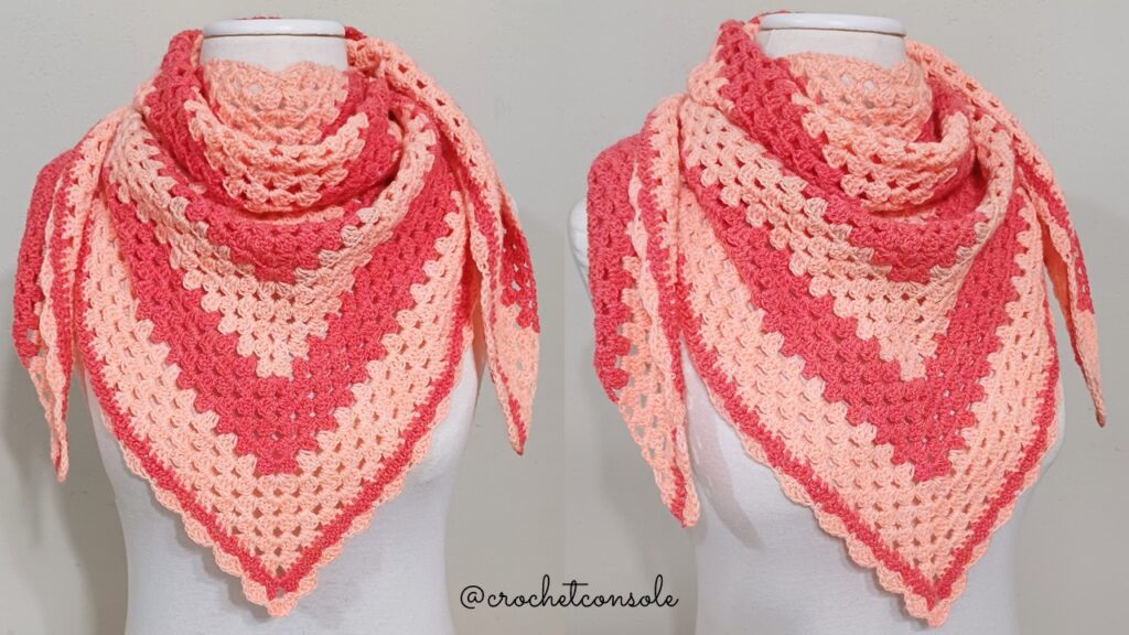 Chal o bufanda triangular a crochet en punto granny-Crochet con Sole