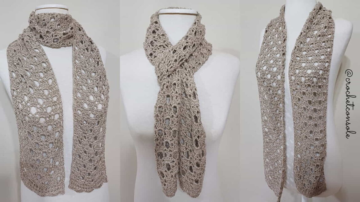 Bufanda a crochet en punto calado01-Crochet con Sole Bufanda a crochet en punto calado-Crochet con Sole