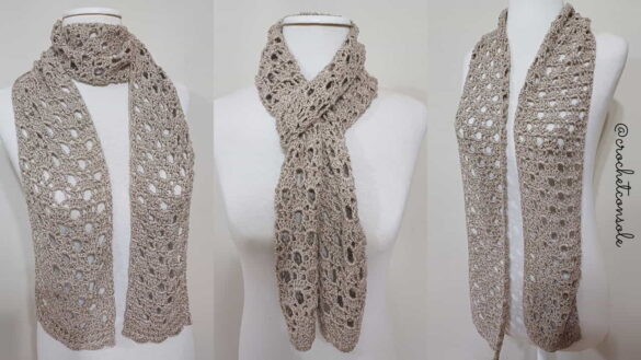 Bufanda a crochet en punto calado01-Crochet con Sole Bufanda a crochet en punto calado-Crochet con Sole