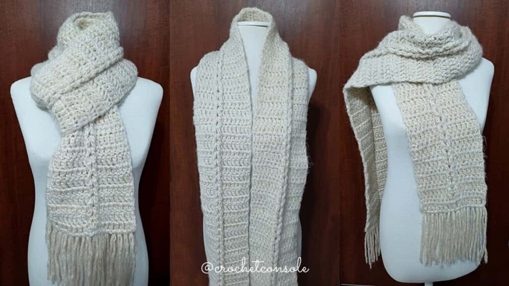 Bufanda con trenza a crochet-Crochet con Sole