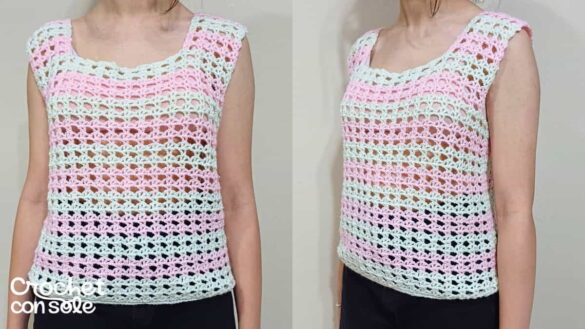 Blusa calada a crochet en colores pastel – Tutorial paso a paso