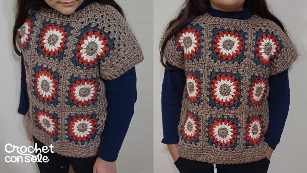 Chaleco a crochet con cuadrados granny – Tutorial paso a paso