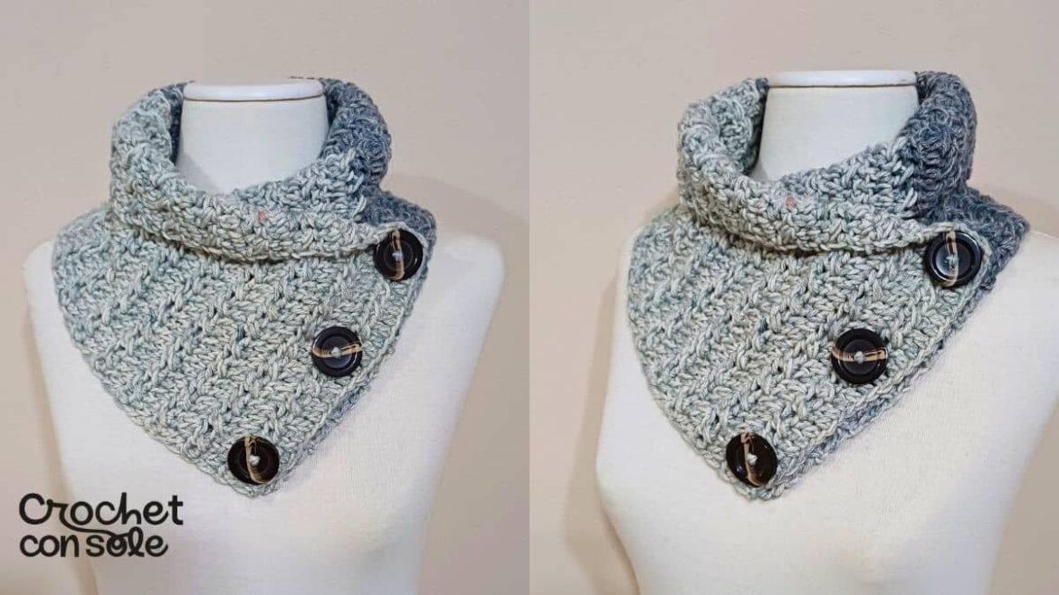 Cuello cruzado a crochet con sólo un rectángulo01 Cuello cruzado a crochet con sólo un rectángulo