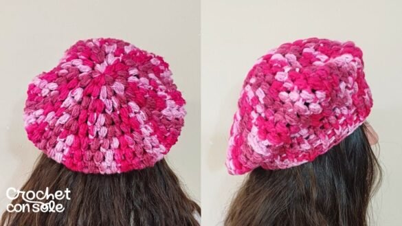 Boina fácil a crochet en punto puff