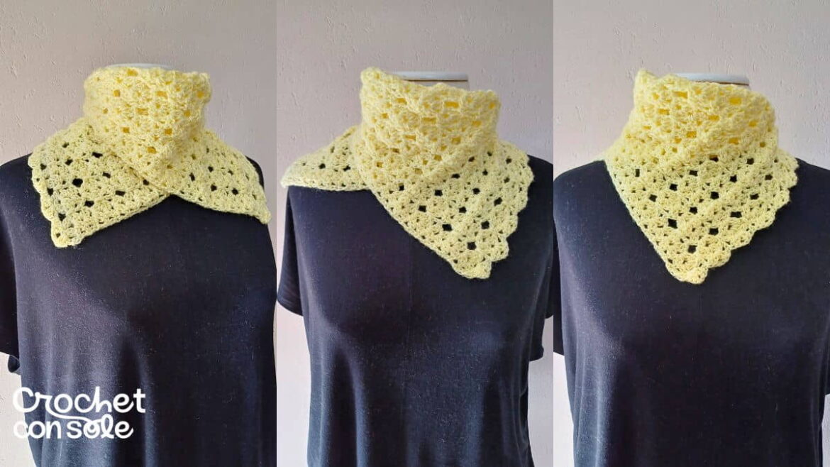 Cuello a crochet con un solo rectángulo