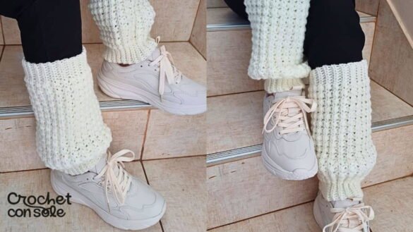 Polainas a crochet imitación dos agujas