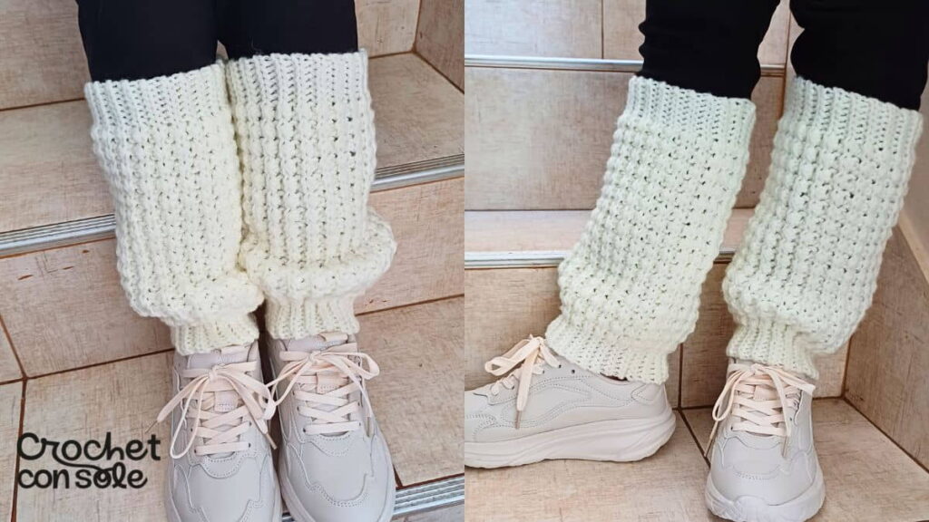Polainas a crochet imitación dos agujas