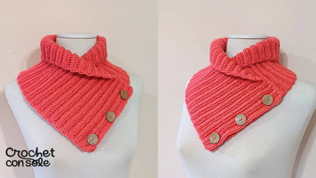 Cuello cruzado a crochet con solo un rectángulo