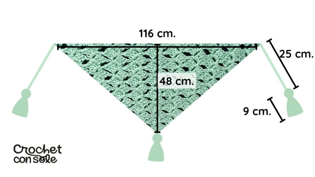Chal a crochet fácil con borlas y cordones