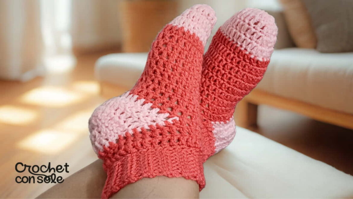 Medias a crochet fáciles con talón sin disminuciones