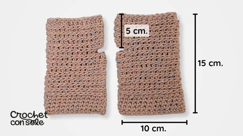 Mitones a crochet en una sola pieza con punto en relieve
