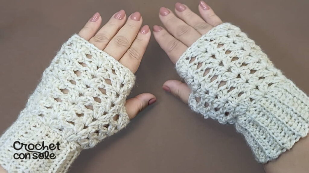 Mitones a crochet fáciles sin aumentos en punto calado