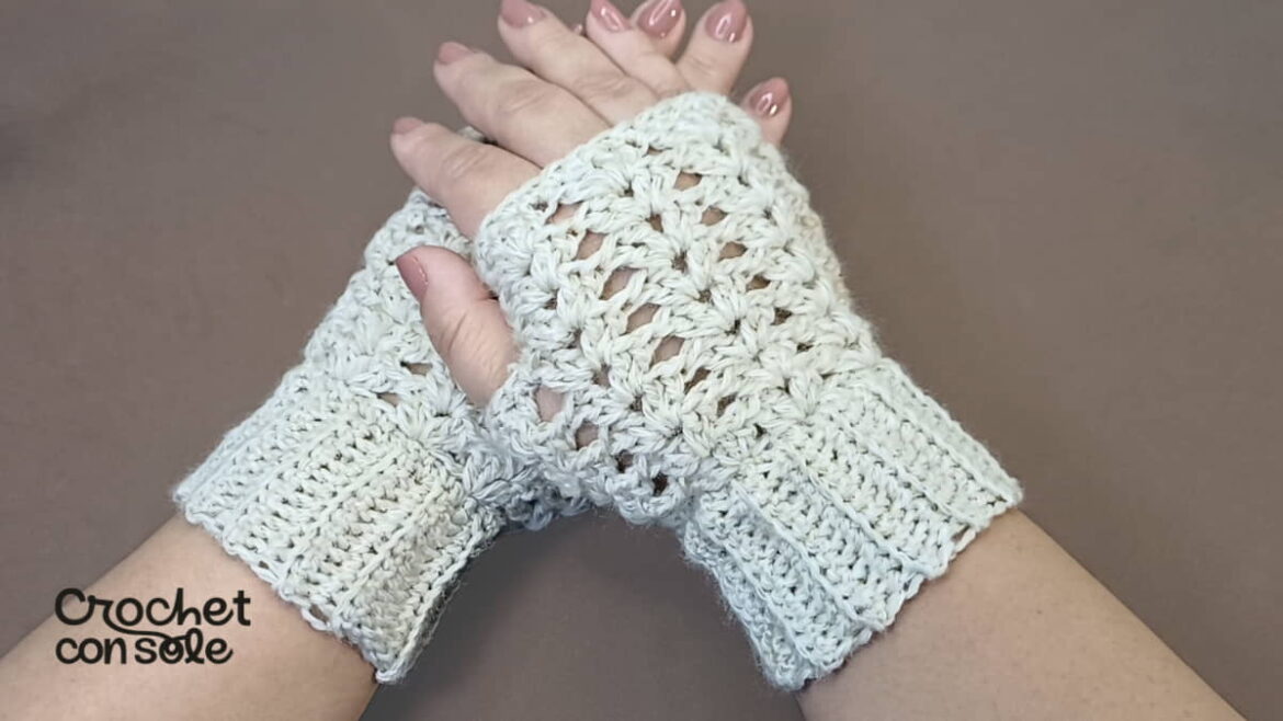 Mitones a crochet fáciles sin aumentos en punto calado